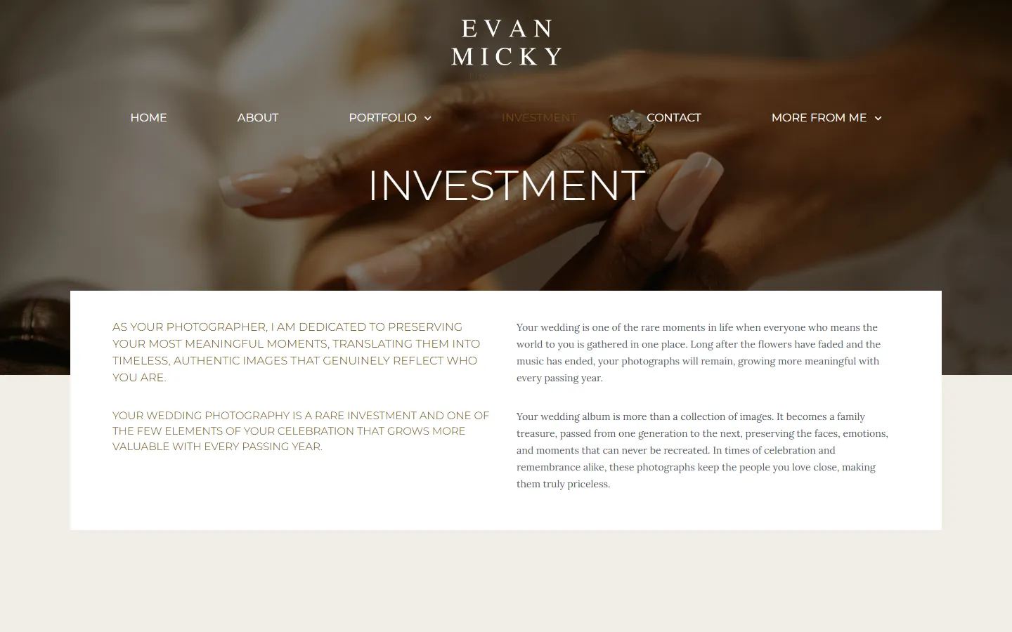 Evan Micky investment page